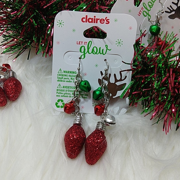 Claire's Christmas Light and Jingle Bell Earrings - Picture 2 of 5